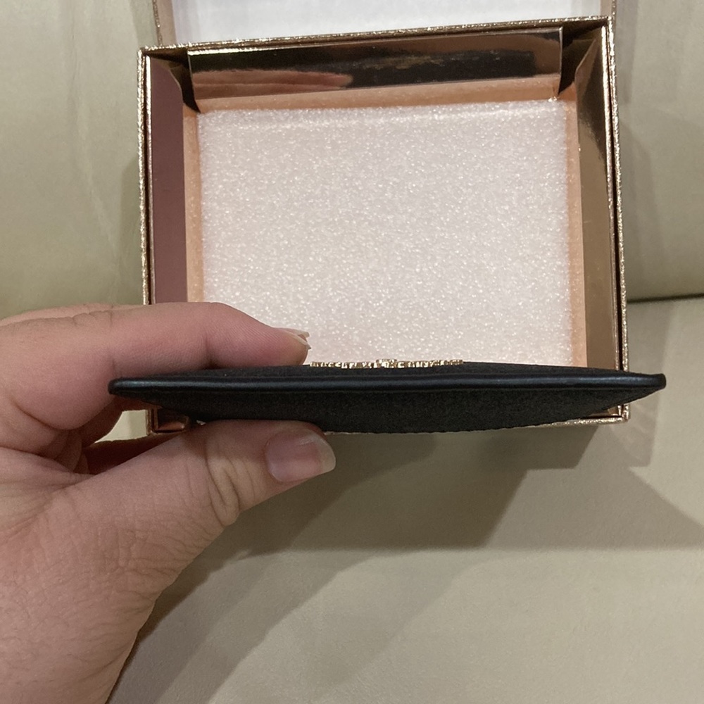 NWT Kate Spade Black Sparkle Glitter Glimmer Boxed Small Slim Card Holder Wallet - Picture 10 of 15